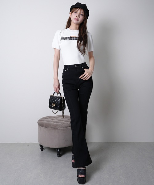 LIPSERVICE（リップサービス）の「シェーディングラインフレアデニムパンツ（デニムパンツ・レディース・インディゴブルー/ブラック/グレー・XS/S/M）」の13枚目の写真