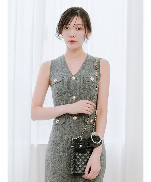 ノースリーブフロントボタンニットワンピース　完売色 SNIDEL ワンピース ノースリーブフロントボタンニットワンピース