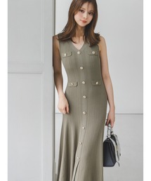 SNIDEL | ノースリーブフロントボタンニットワンピース(ワンピース)