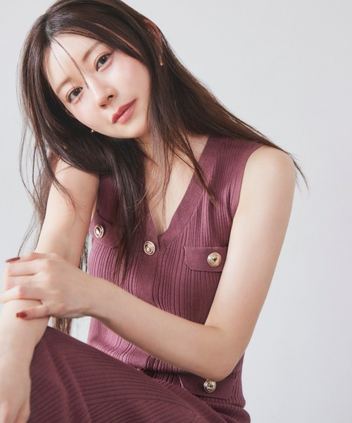 ノースリーブフロントボタンニットワンピース　完売色 SWNO254133_p_03_LL.jpg