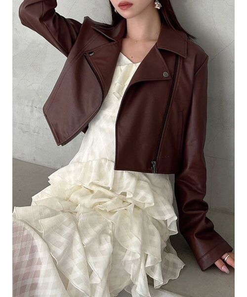 RESEXXY(リゼクシー)の「フェイクレザーライダースジャケット(ライダースジャケット・レディース・ブラック/ブラウン・SMALL/MEDIUM)」の1枚目の写真