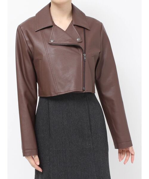 RESEXXY(リゼクシー)の「フェイクレザーライダースジャケット(ライダースジャケット・レディース・ブラック/ブラウン・SMALL/MEDIUM)」の4枚目の写真