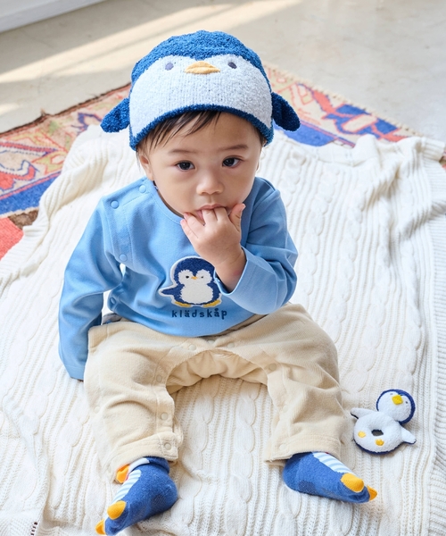 kladskap(クレードスコープ)の「ペンギンモチーフカバーオール(ロンパース・キッズ・ライトブルー/アイボリー・70cm/80cm)」の2枚目の写真