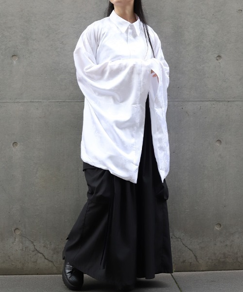 REZEN（リゼン）の「花柄ジャガード和袖シャツ（シャツ/ブラウス・メンズ・ターコイズブルー/ブラック/ライトグレー/ラベンダー・LARGE/MEDIUM）」の14枚目の写真