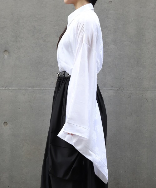 REZEN（リゼン）の「花柄ジャガード和袖シャツ（シャツ/ブラウス・メンズ・ターコイズブルー/ブラック/ライトグレー/ラベンダー・LARGE/MEDIUM）」の15枚目の写真