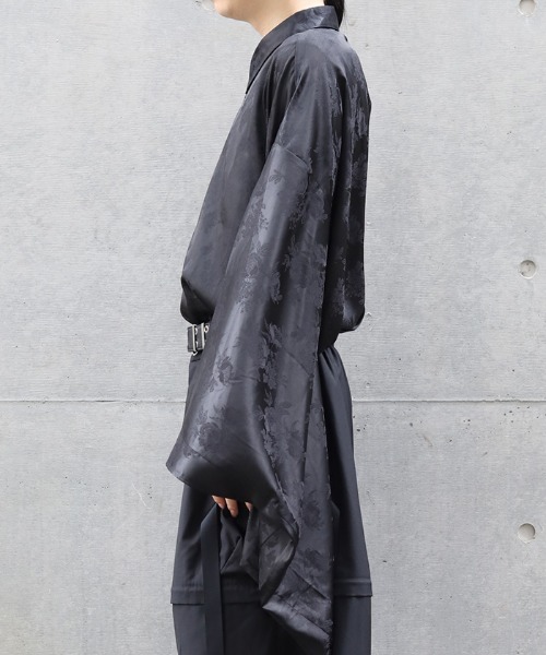 REZEN（リゼン）の「花柄ジャガード和袖シャツ（シャツ/ブラウス・メンズ・ターコイズブルー/ブラック/ライトグレー/ラベンダー・LARGE/MEDIUM）」の18枚目の写真