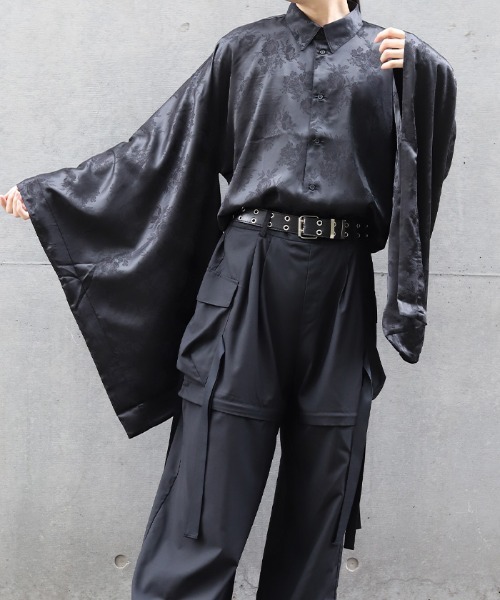 REZEN（リゼン）の「花柄ジャガード和袖シャツ（シャツ/ブラウス・メンズ・ターコイズブルー/ブラック/ライトグレー/ラベンダー・LARGE/MEDIUM）」の20枚目の写真