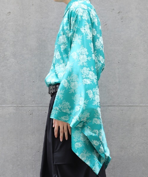 REZEN（リゼン）の「花柄ジャガード和袖シャツ（シャツ/ブラウス・メンズ・ターコイズブルー/ブラック/ライトグレー/ラベンダー・LARGE/MEDIUM）」の22枚目の写真