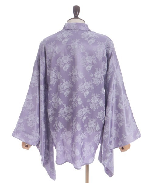 REZEN（リゼン）の「花柄ジャガード和袖シャツ（シャツ/ブラウス・メンズ・ターコイズブルー/ブラック/ライトグレー/ラベンダー・LARGE/MEDIUM）」の8枚目の写真