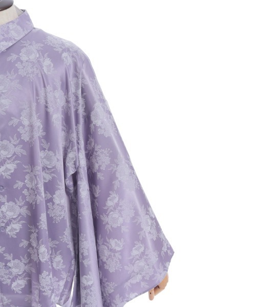 REZEN（リゼン）の「花柄ジャガード和袖シャツ（シャツ/ブラウス・メンズ・ターコイズブルー/ブラック/ライトグレー/ラベンダー・LARGE/MEDIUM）」の12枚目の写真