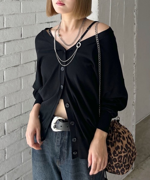 PAGEBOY(ページボーイ)の「2WAYオフショルハイゲージカーディガン(カーディガン/ボレロ・レディース・ブラック/ダークネイビー/ダークグリーン系/オフホワイト・FREE)」の7枚目の写真