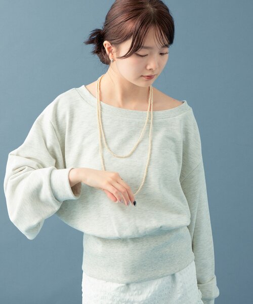 ボンディングオフショルスウェット　アイボリー ボンディングオフショルスウェット アイボリー オフショルスウェット