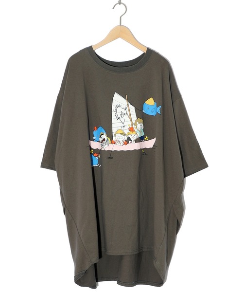ScoLar 152718：仲宗根泉(HY)コラボ 帆かけサバニ柄チュニック 152718：仲宗根泉(HY)コラボ 帆かけサバニ柄チュニック（Tシャツ