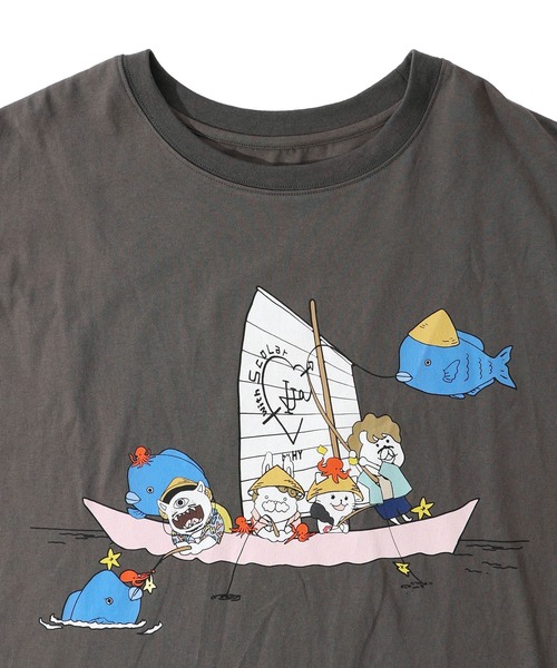 152718：仲宗根泉(HY)コラボ 帆かけサバニ柄チュニック（Tシャツ