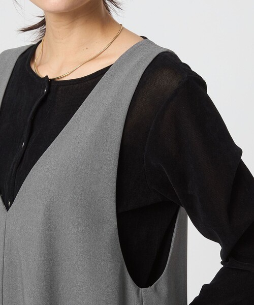 green label relaxing（グリーンレーベルリラクシング）の「オルマイ ツイル サロペット（サロペット/オーバーオール・レディース・グレー/ダークブラウン/ブラック・38/36）」の16枚目の写真