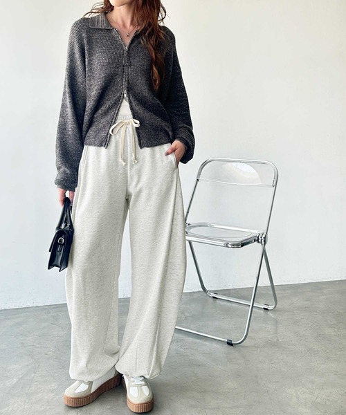 GeeRA(ジーラ)の「【S-XLサイズ展開】裾ドロストでシルエットが変えられる!カーブスウェットワイドイージーパンツ(スウェットパンツ・レディース・オートミール/杢グレー/ブラック・SMALL/MEDIUM/LARGE/X-LARGE)」の12枚目の写真