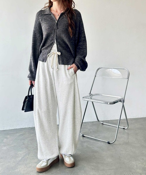 GeeRA(ジーラ)の「【S-XLサイズ展開】裾ドロストでシルエットが変えられる!カーブスウェットワイドイージーパンツ(スウェットパンツ・レディース・オートミール/杢グレー/ブラック・SMALL/MEDIUM/LARGE/X-LARGE)」の13枚目の写真
