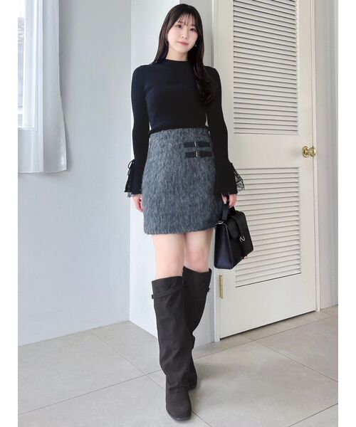 dazzlin（ダズリン）の「ヘムレースリブニットトップス（ニット/セーター・レディース・オフホワイト/グレー/ブラック・FREE）」の11枚目の写真