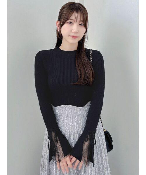 dazzlin（ダズリン）の「ヘムレースリブニットトップス（ニット/セーター・レディース・オフホワイト/グレー/ブラック・FREE）」の12枚目の写真