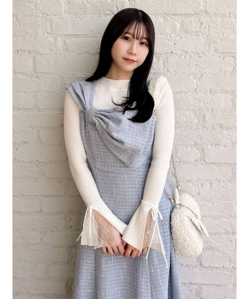 dazzlin（ダズリン）の「ヘムレースリブニットトップス（ニット/セーター・レディース・オフホワイト/グレー/ブラック・FREE）」の15枚目の写真