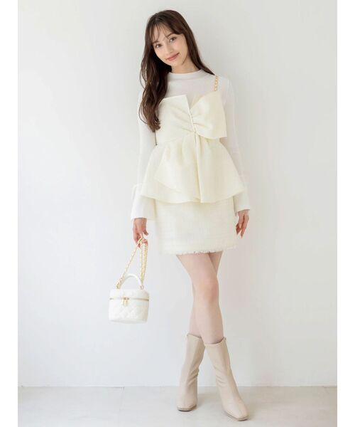 dazzlin（ダズリン）の「ヘムレースリブニットトップス（ニット/セーター・レディース・オフホワイト/グレー/ブラック・FREE）」の20枚目の写真