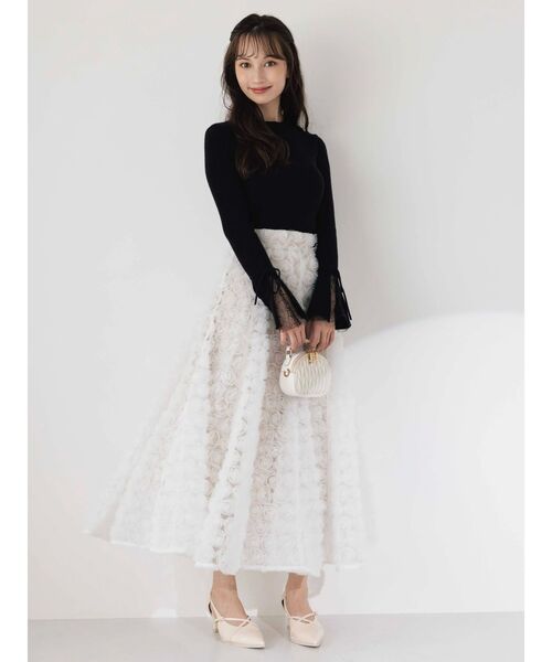 dazzlin（ダズリン）の「ヘムレースリブニットトップス（ニット/セーター・レディース・オフホワイト/グレー/ブラック・FREE）」の22枚目の写真