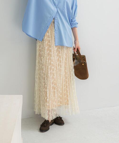 URBAN RESEARCH ROSSO WOMEN(アーバンリサーチ ロッソ)の「2WAYレイヤードレーススカート(スカート・レディース・ブラック/オフホワイト・FREE)」の3枚目の写真