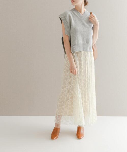 URBAN RESEARCH ROSSO WOMEN(アーバンリサーチ ロッソ)の「2WAYレイヤードレーススカート(スカート・レディース・ブラック/オフホワイト・FREE)」の7枚目の写真