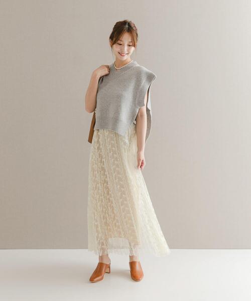 URBAN RESEARCH ROSSO WOMEN(アーバンリサーチ ロッソ)の「2WAYレイヤードレーススカート(スカート・レディース・ブラック/オフホワイト・FREE)」の8枚目の写真