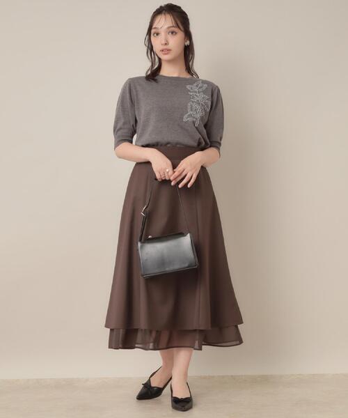 couture brooch（クチュールブローチ）の「オーガンフリルフラワーニット（ニット/セーター・レディース・ダークグレー/ベビーピンク/ライトベージュ・38/42）」の5枚目の写真