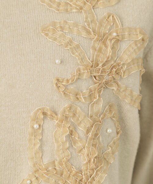 couture brooch（クチュールブローチ）の「オーガンフリルフラワーニット（ニット/セーター・レディース・ダークグレー/ベビーピンク/ライトベージュ・38/42）」の18枚目の写真