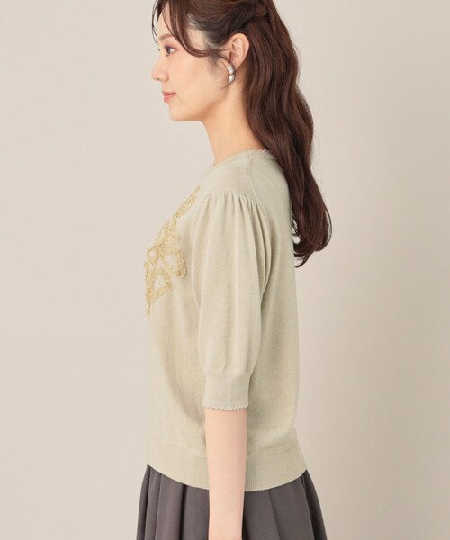 couture brooch（クチュールブローチ）の「オーガンフリルフラワーニット（ニット/セーター・レディース・ダークグレー/ベビーピンク/ライトベージュ・38/42）」の15枚目の写真