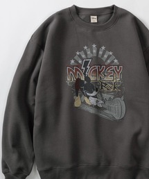 【71】【Disney/ディズニー】MICKEY MOUSE ロックテイスト グラフィック 裏起毛 スウェット