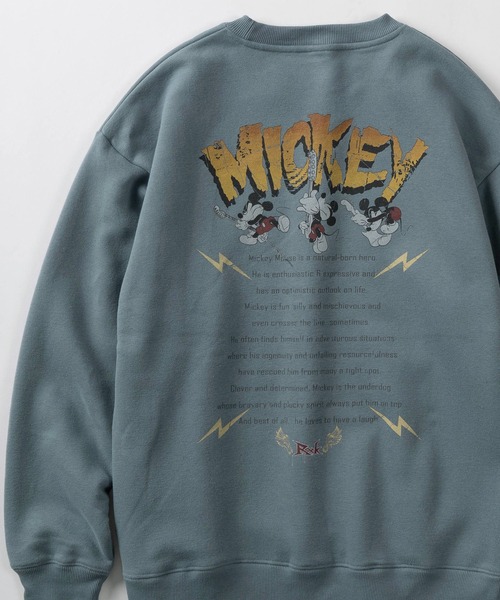 Disney(ディズニー)の「【71】【Disney/ディズニー】MICKEY MOUSE ロックテイスト グラフィック 裏起毛 スウェット(スウェット・レディース・ブルー/チャコールグレー/ダークグレー/ライトベージュ・XL/L/M)」の4枚目の写真