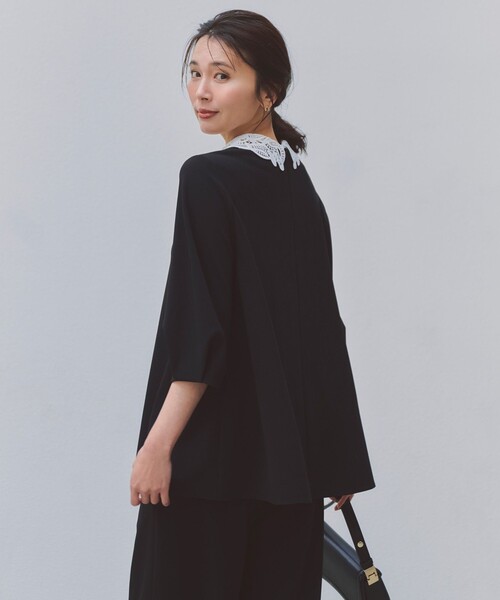 UNFILO(アンフィーロ)の「【ご好評により追加生産/襟は取り外し可能な2WAY】BEAUTY MOVE レース襟ブラウス(シャツ/ブラウス・レディース・アイボリー系/ネイビー系/ブラック系/ライトグレー系・X-LARGE)」の6枚目の写真