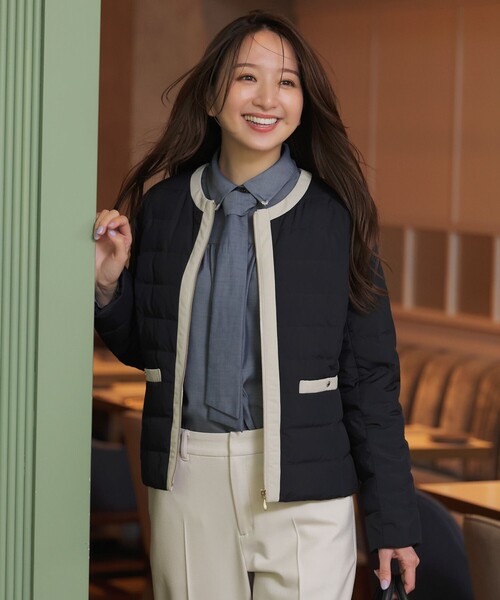 2WAYノーカラーダウン ジャケット（ダウンジャケット/コート