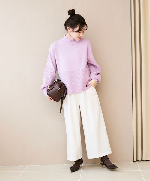 le.coeur blanc（ルクールブラン）の「ウールライクフロントタックワイドクロップドパンツ（その他パンツ・レディース・オフホワイト/ブラウン/ブラック/ベージュ・38/36）」の6枚目の写真