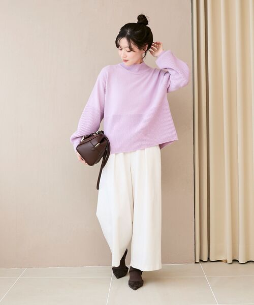 le.coeur blanc（ルクールブラン）の「ウールライクフロントタックワイドクロップドパンツ（その他パンツ・レディース・オフホワイト/ブラウン/ブラック/ベージュ・38/36）」の7枚目の写真