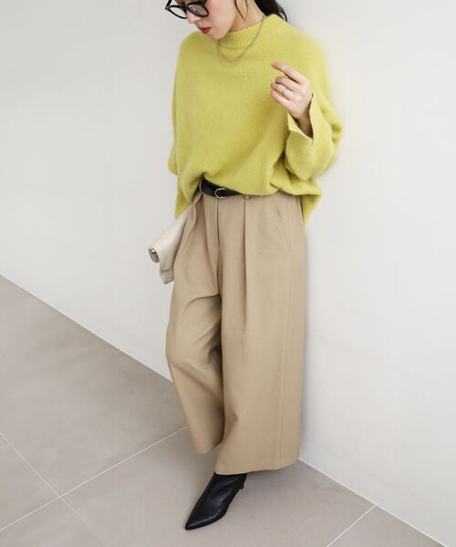 le.coeur blanc（ルクールブラン）の「ウールライクフロントタックワイドクロップドパンツ（その他パンツ・レディース・オフホワイト/ブラウン/ブラック/ベージュ・38/36）」の12枚目の写真