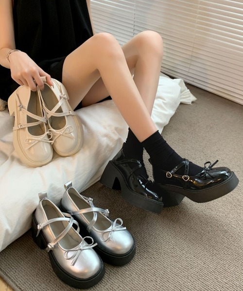 yuue' ( wear )（ユーイ）の「厚底リボンストラップローファー（ローファー・レディース・ブラック/シルバー・23.5cm/24.5cm）」の17枚目の写真