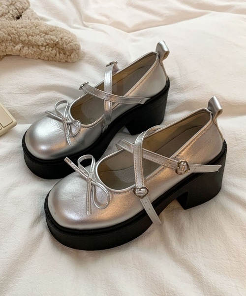 yuue' ( wear )（ユーイ）の「厚底リボンストラップローファー（ローファー・レディース・ブラック/シルバー・23.5cm/24.5cm）」の15枚目の写真