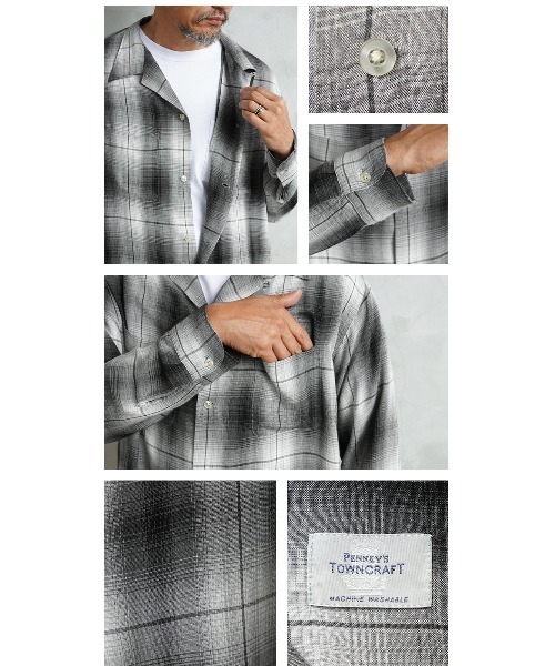TOWN CRAFT WAIPER EXCULSIVE 60's OMBRE LOOP COLLAR SHIRTS