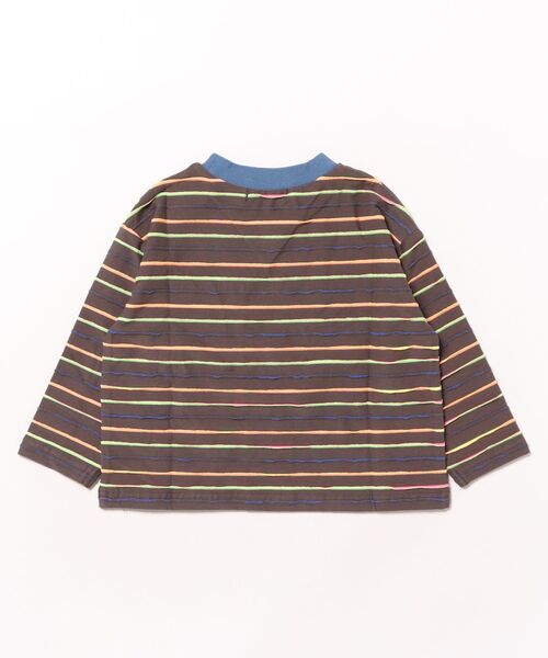 HAKKA KIDS（ハッカキッズ）の「マルチボーダー長袖Tシャツ（Tシャツ/カットソー・キッズ・オフホワイト/チャコール・100cm/120cm/130cm/110cm）」の3枚目の写真