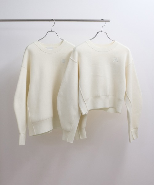 【新品】ADAM ET ROPE' サステナブルロゴパッチスウェットニット ADAM ET ROPE'｜【サステナブル】ロゴパッチスウェットニット