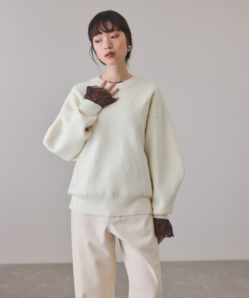 【新品】ADAM ET ROPE' サステナブルロゴパッチスウェットニット サステナブル】ロゴパッチスウェットニット（ニット/セーター）｜ADAM