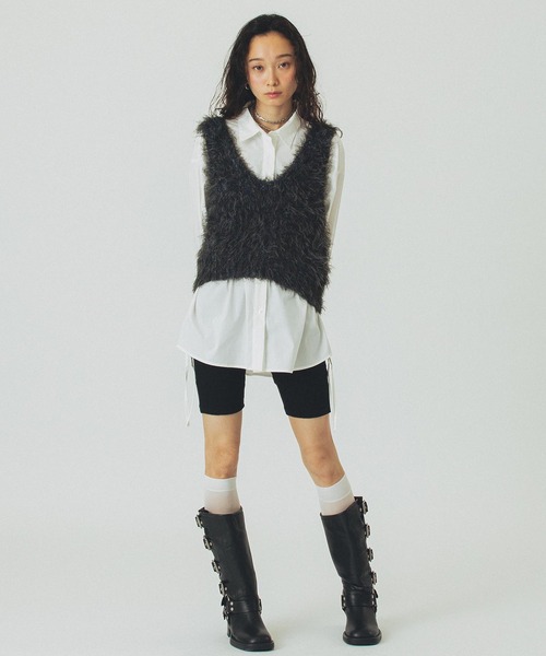 ROSE BUD（ローズバッド）の「MIX FEATHER BEST（ベスト・レディース・チャコール/ホワイト・ONE SIZE）」の15枚目の写真