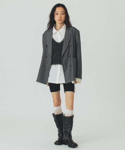 ROSE BUD（ローズバッド）の「MIX FEATHER BEST（ベスト・レディース・チャコール/ホワイト・ONE SIZE）」の20枚目の写真