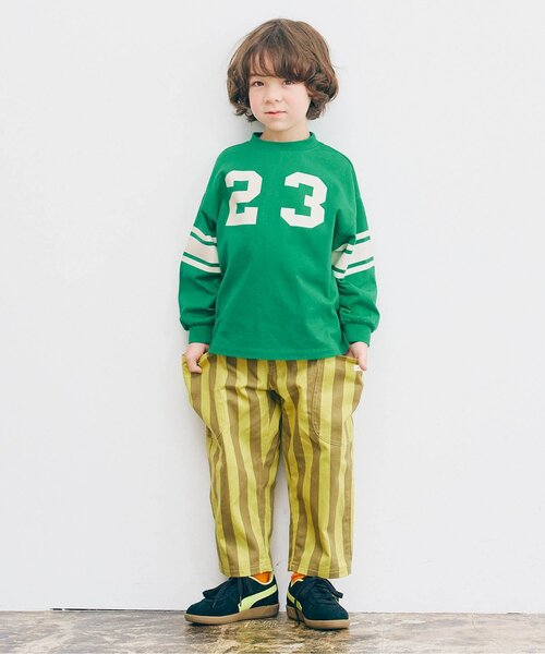 p.premier（ピードットプルミエ）の「【ジュニア対応】イロチ買いしたいナンバリングとロゴの長袖Tシャツ（Tシャツ/カットソー・キッズ・ブラウン/グリーン/グレー/オフホワイト/チャコール/イエロー・80/90/100/110/120/130/140）」の16枚目の写真