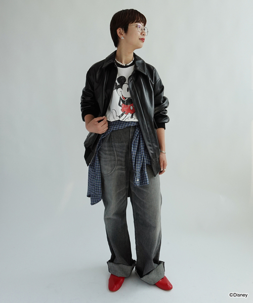 FRAMeWORK(フレームワーク)の「LOEFF/ロエフ LAMB LTR FLHT ジャケット(ライダースジャケット・レディース・ブラック・FREE)」の2枚目の写真