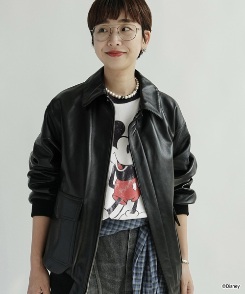 FRAMeWORK(フレームワーク)の「LOEFF/ロエフ LAMB LTR FLHT ジャケット(ライダースジャケット・レディース・ブラック・FREE)」の3枚目の写真